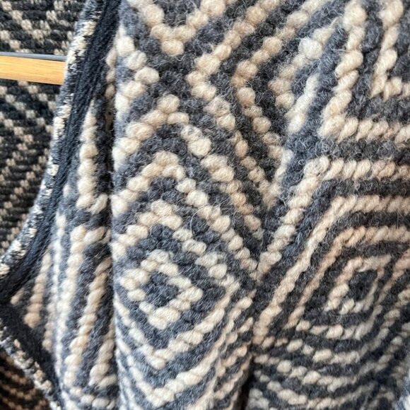 Talbots Heavyweight Chunky Wool Blend Geometric Open Front cardigan Sweater- Siz - Picture 4 of 5